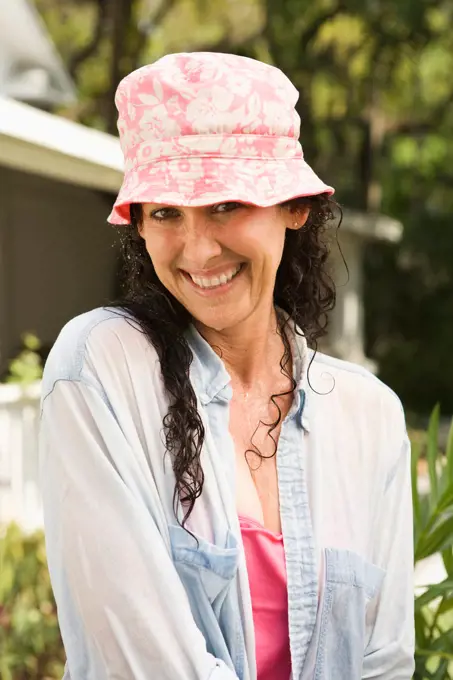 Grinning Caucasian woman