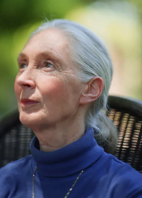 Portrait of Jane Goodall at Fort Worth Botanical gardens by Photographer Stewart Cohen for his book titled Identity