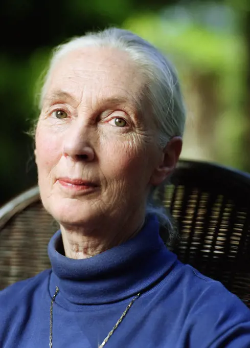 Portrait of Jane Goodall at Fort Worth Botanical gardens by Photographer Stewart Cohen for his book titled Identity