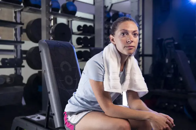 Fit, young woman working out, portrait. 