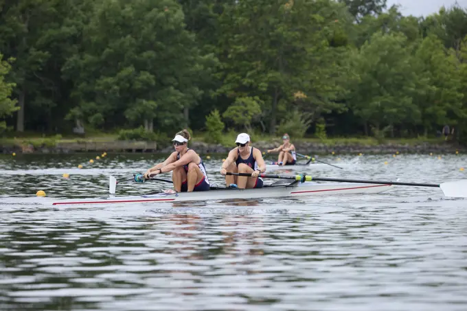 US Olympic rowers Pair 2-,  Jessica Thoennes and Azja Czajkowski train at the US Women's Rowing  facility in Princeton,  NJ