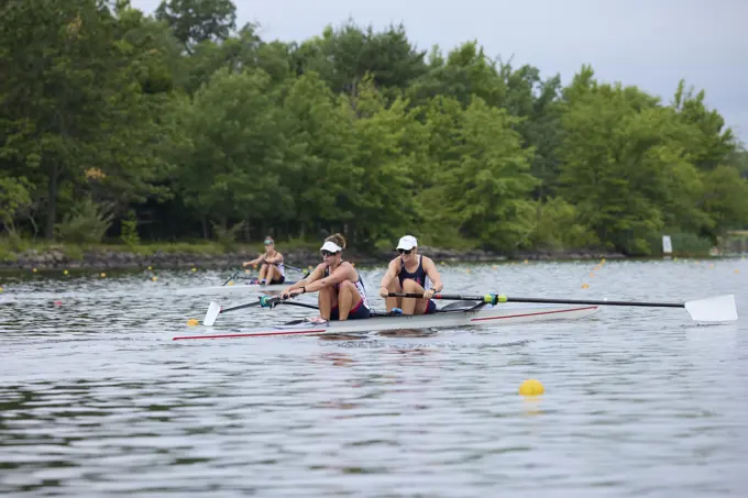 US Olympic rowers Pair 2-,  Jessica Thoennes and Azja Czajkowski train at the US Women's Rowing  facility in Princeton,  NJ