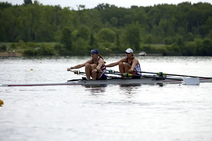 US Olympic Women's Pair teammates, Krisi Wagner and Sophia Vitas train at the US Women's Rowing training facility in Princeton, NJ