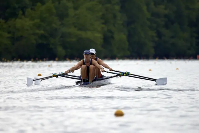 US Olympic Women's Pair teammates, Krisi Wagner and Sophia Vitas train at the US Women's Rowing training facility in Princeton, NJ