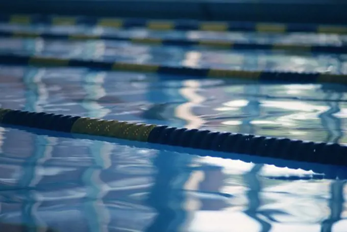 Swimming lane markers in a swimming pool