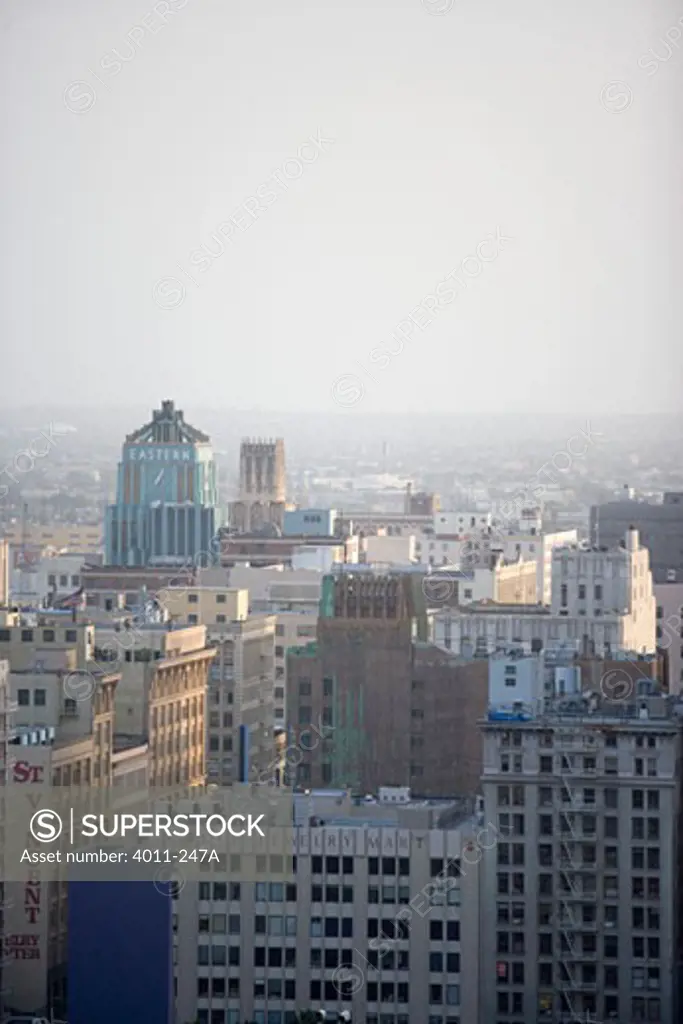 USA, California, Los Angeles, skyline with smog