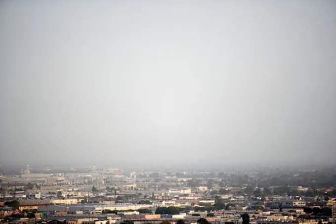 USA, California, Los Angeles, skyline with smog