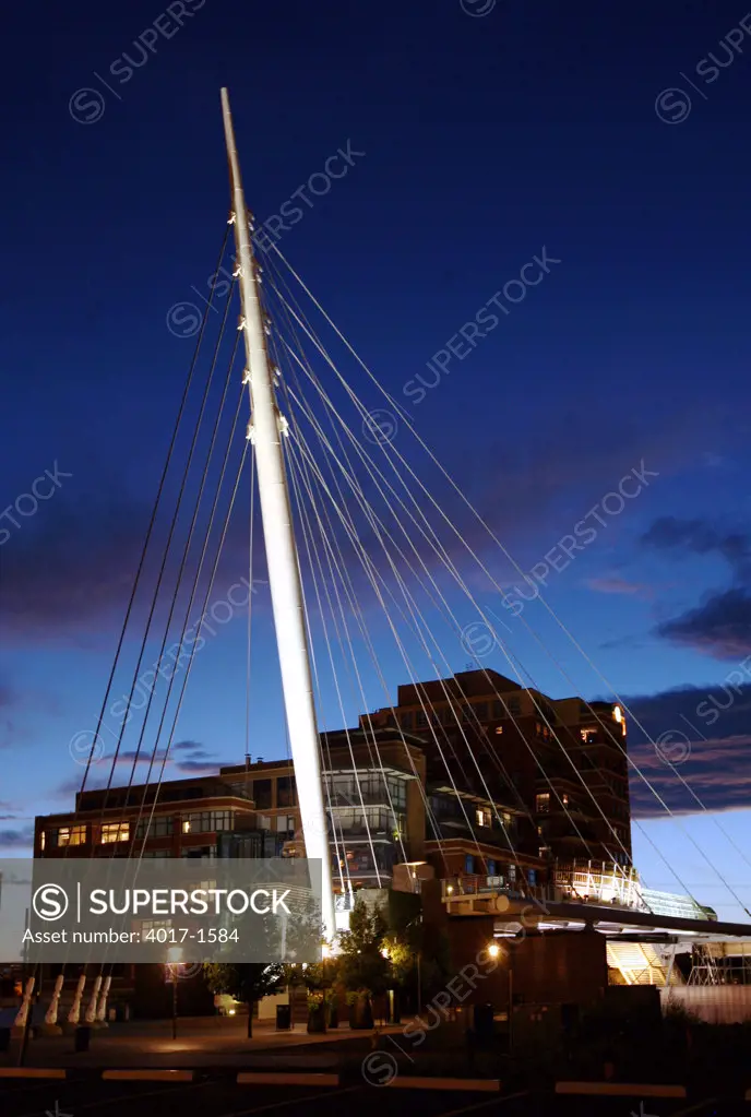 Millennium Pedestrian Bridge, Denver at dusk