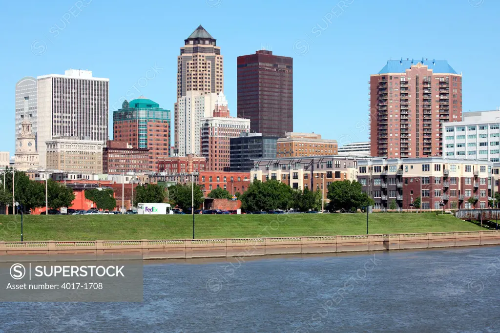 Des Moines skyline from riverfront