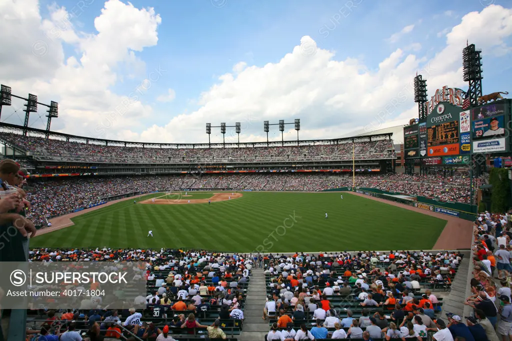 Inside Comerica Park from Right Field of the Stadium