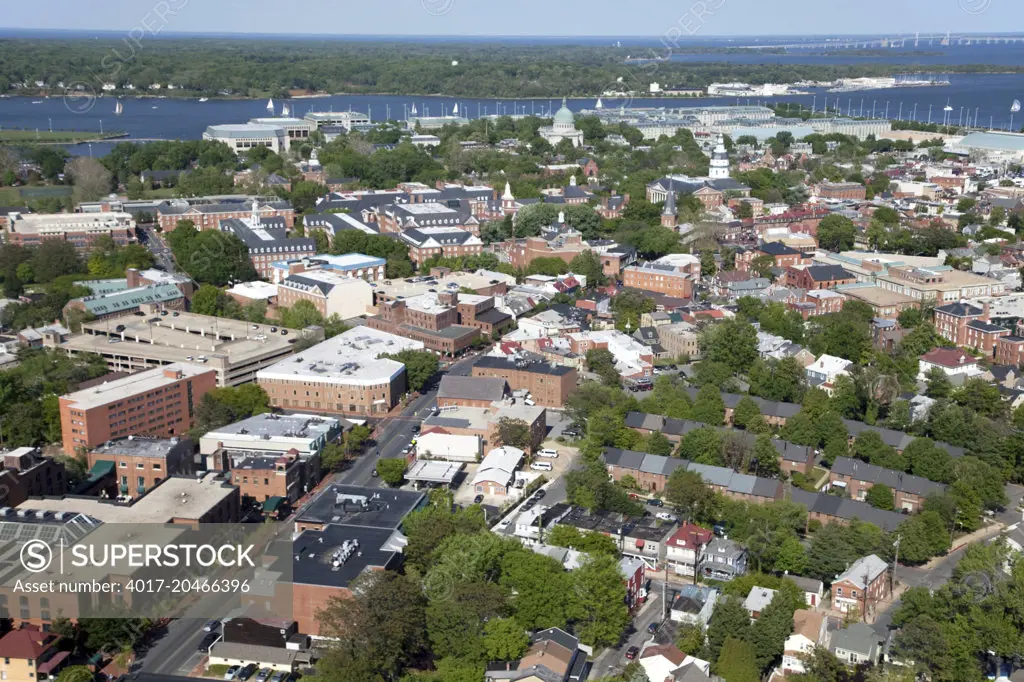 Above Downtown Annapolis south of the Severn River