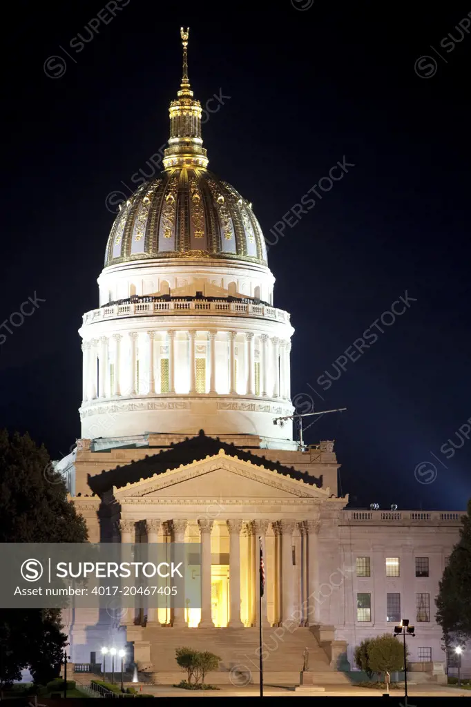 West Virginia State Capitol in Charleston at night