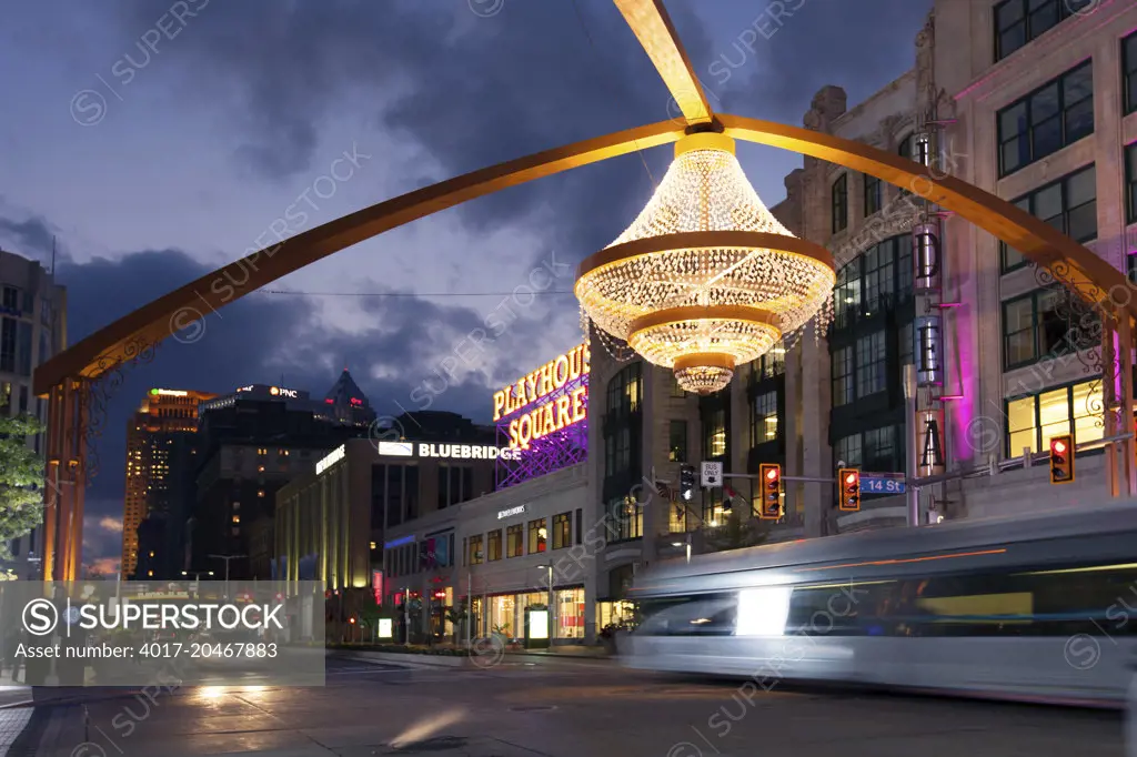 Playhouse Square Theater District in downtown Cleveland has the largest crystal chandelier in the world