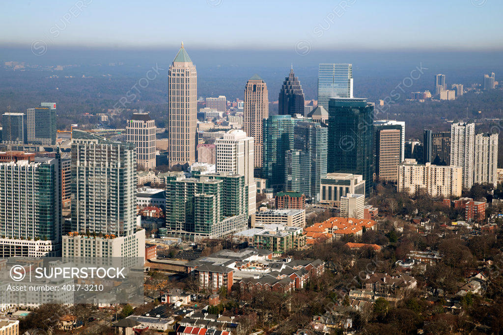 Aerial view of Midtown Atlanta skyline, Atlanta, Georgia, USA - SuperStock