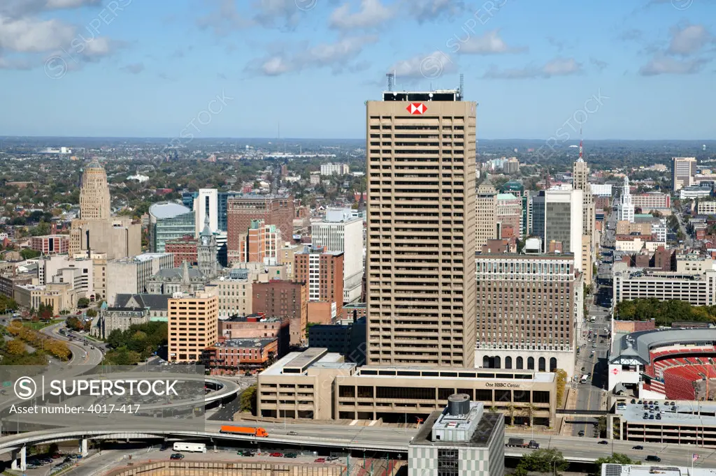 Aerial of Buffalo Skyline