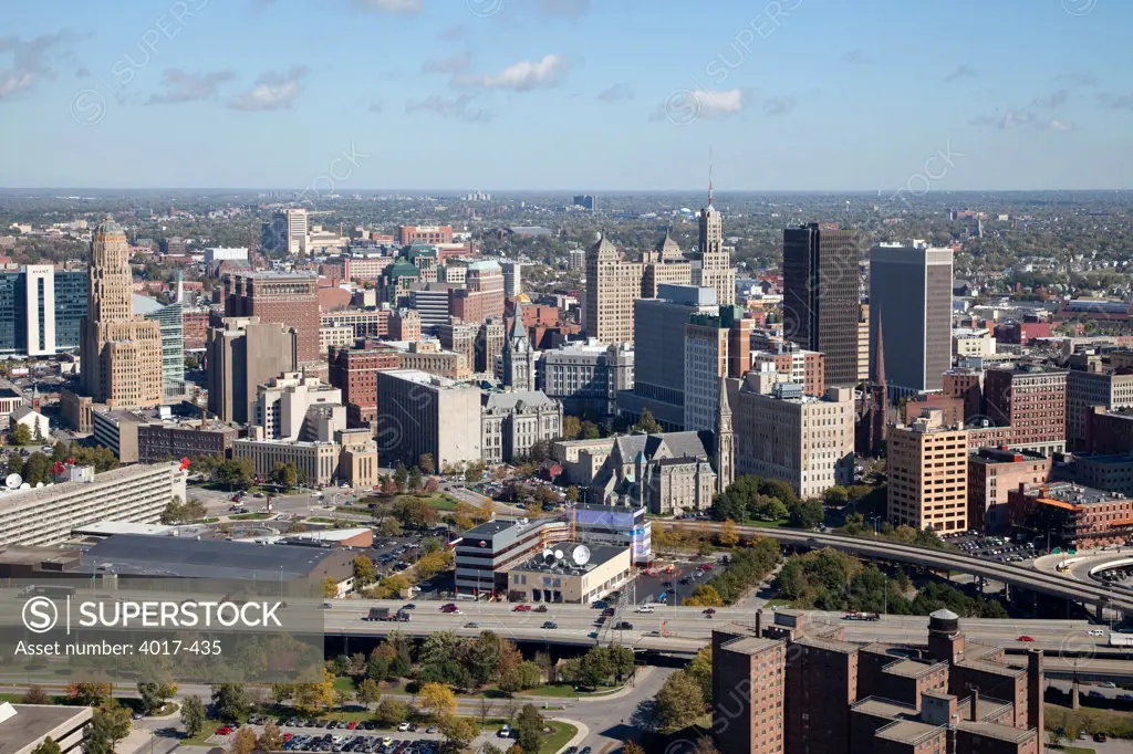 Aerial of Buffalo Skyline