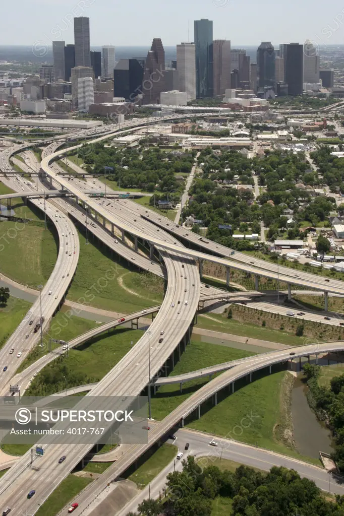 Freeways coming out of Downtown Houston