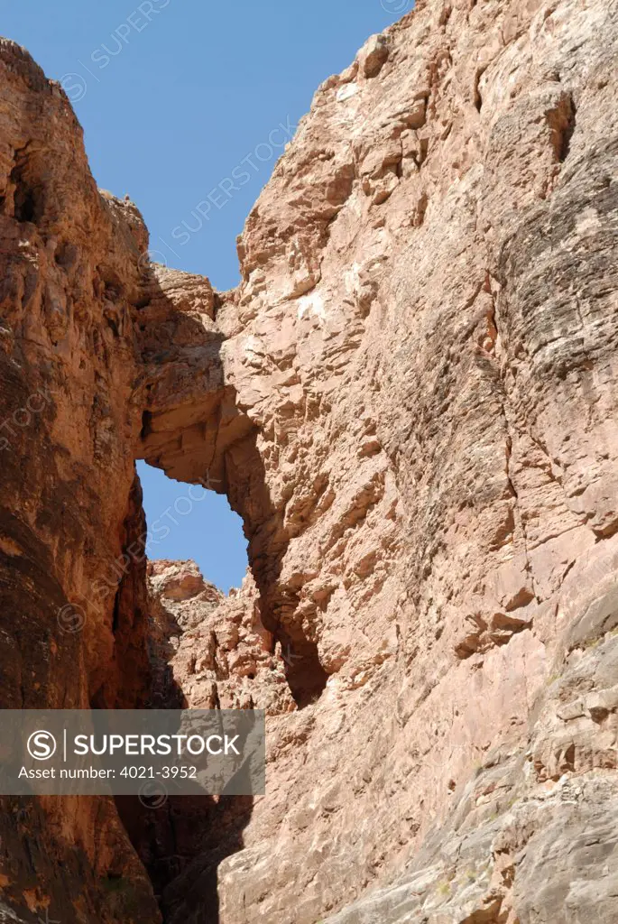 Giant arch in the Grand Canyon seen while rafting down the Colorado River, Grand Canyon, Arizona, USA