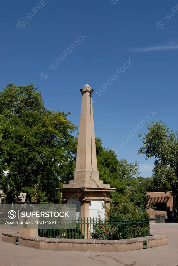 Obelisk in a park, Santa Fe Plaza, Santa Fe, New Mexico, USA