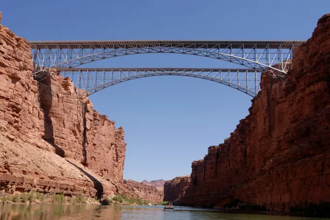 Bridge spanning across the Colorado River, Grand Canyon, Arizona, USA