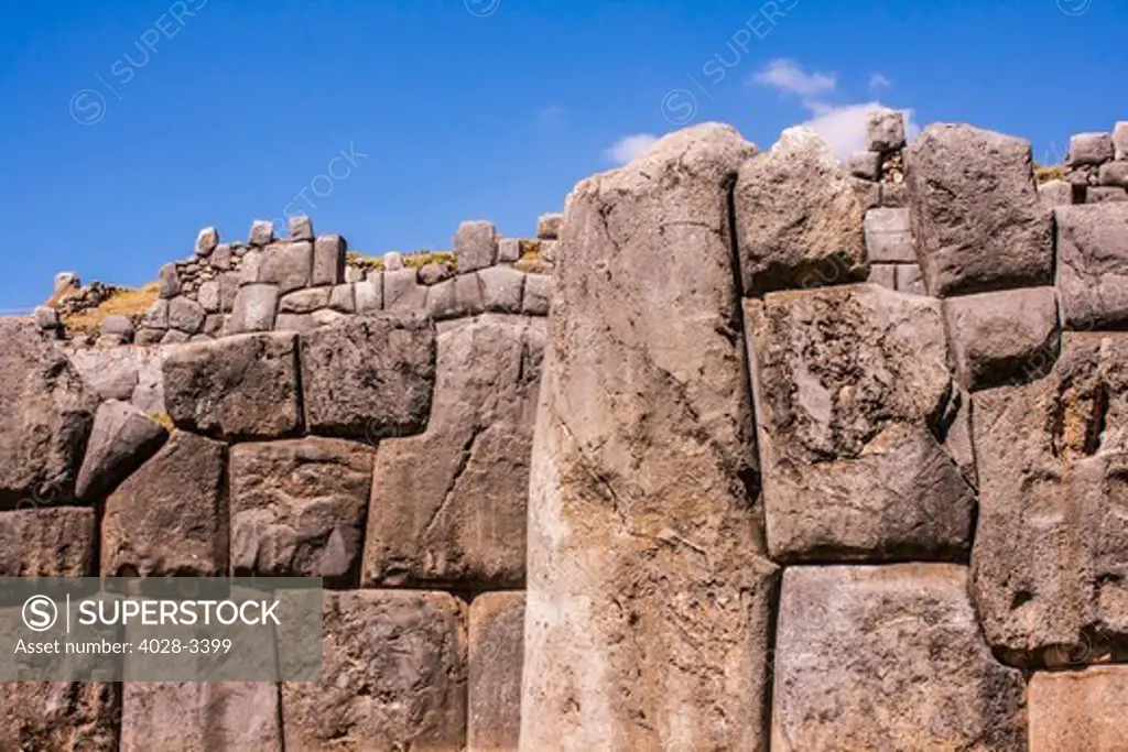 Sacsayhuaman, Cusco, Peru, Qenco, Puka-pukara and Tambomachay archaeological sites in the Sacred Valley