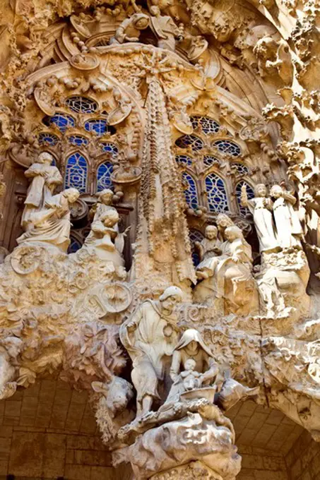 Spain, Catalonia, Barcelona, Sagrada Familia, Nativity facade (Gaudi architect)