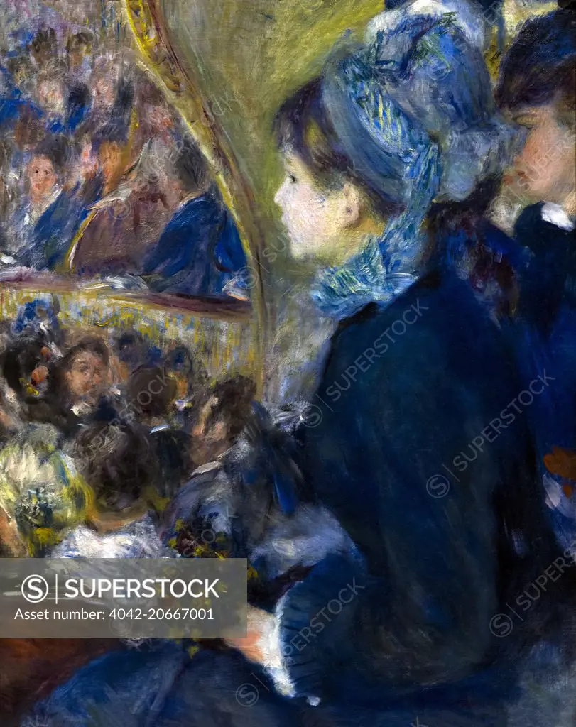 At the Theatre, La Premiere Sortie, by Pierre-Auguste Renoir, 1876-7, National Gallery, London, England, UK, GB, Europe