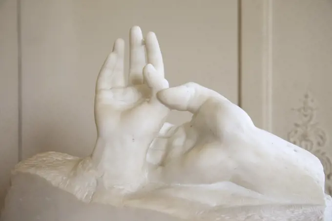 The hands of lovers by Auguste Rodin, marble, 1904, France, Paris, Musee Rodin