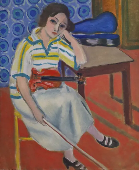 Woman with violin by Henri Matisse, 1921- 23, France, Paris, Musee de L'Orangerie