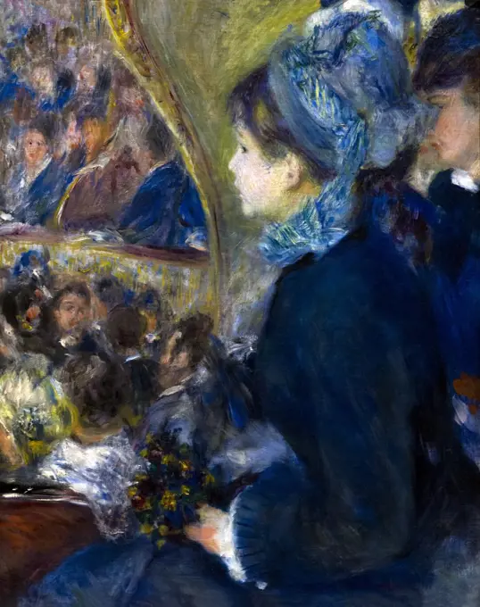 At the Theatre, La Premiere Sortie, by Pierre-Auguste Renoir, 1876-7, National Gallery, London, England, UK, GB, Europe