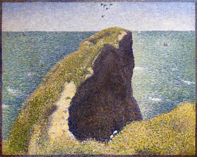 Le Bec du Hoc, Grandcamp, by Georges Seurat, 1885, National Gallery, London, England, UK, GB, Europe