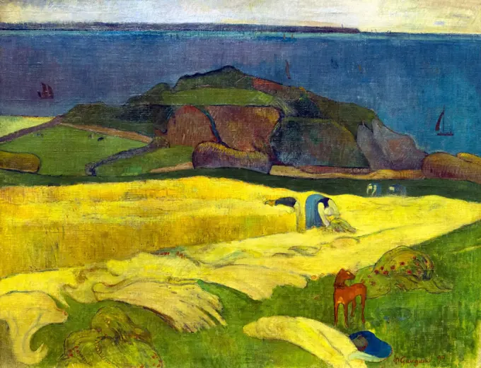 Harvest, Le Pouldu, by Paul Gauguin, 1890, National Gallery, London, England, UK, GB, Europe