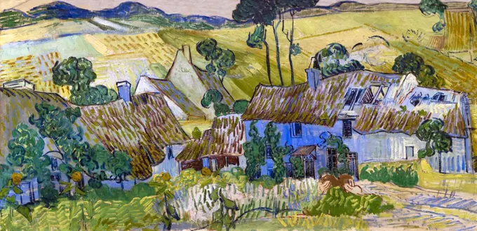 Farms near Auvers, by Vincent van Gogh, 1890, National Gallery, London, England, UK, GB, Europe