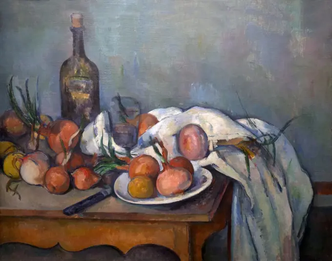 Still Life with Onions, Nature Morte aux Oignons, by Paul Cezanne, 1896-1898, Musee D'Orsay, Paris, France, Europe