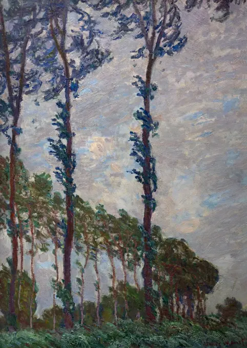 Wind Effect, Poplar Series, Effet de vent,serie des peupliers, by Claude Monet, 1891, Musee D'Orsay Museum & Art Gallery, Paris, France, Europe