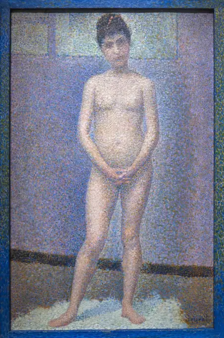 Model, front view, Poseuse de face, by Georges Seurat, 1887, Musee D'Orsay, Paris, France, Europe