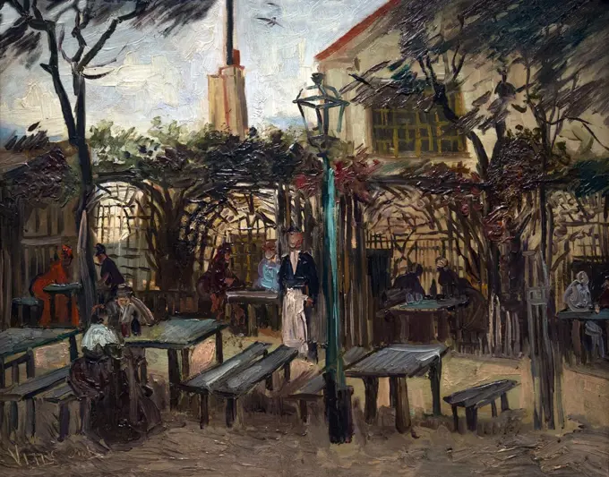 Terrace of a Cafe on Montmartre, La Guinguette, a Montmartre Le Billard en Bois, La Bonne Franquette, by Vincent van Gogh, 1886, Musee D'Orsay, Paris, France, Europe