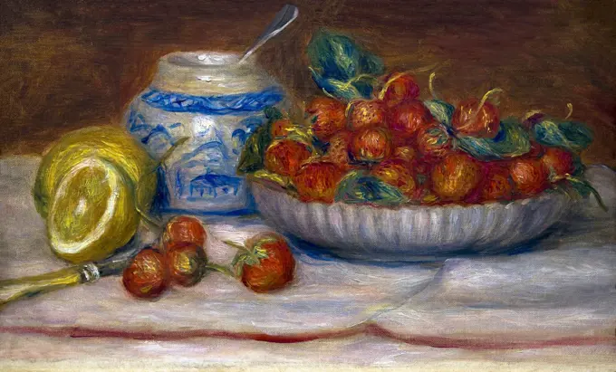 Strawberries, Fraises, by Pierre-Auguste Renoir, circa 1905, Musee de L'Orangerie, Paris, France, Europe