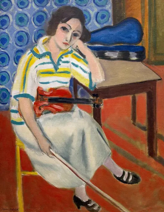 Woman with Violin, Femme au Violin, by Henri Matisse, 1921-23, Musee de L'Orangerie, Paris, France, Europe