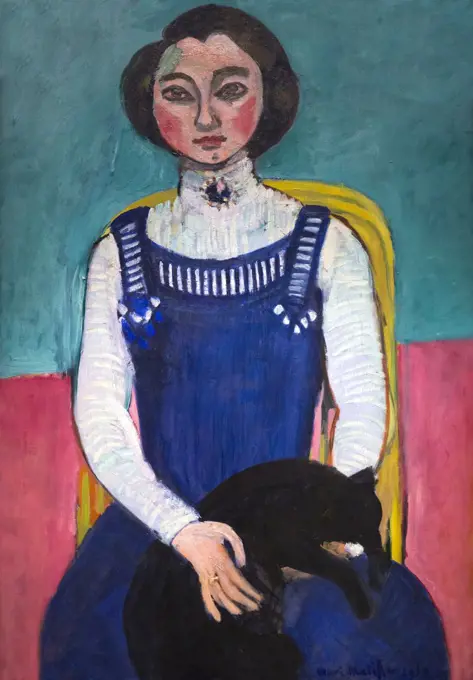 Girl with black cat, Fillette au Chat Noir, Marguerite, by Henri Matisse, 1910, Centre Pompidou, Paris, France, Europe