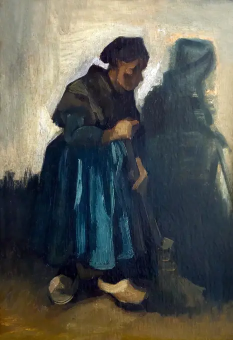 Woman with a Broom, by Vincent van Gogh, 1885, Kroller-Muller Museum, Hoge Veluwe National Park, Otterlo, Netherlands, Europe