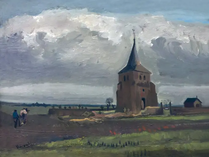 The Old Tower at Nuenen, by Vincent van Gogh, 1884,Kroller-Muller Museum, Hoge Veluwe National Park, Otterlo, Netherlands, Europe