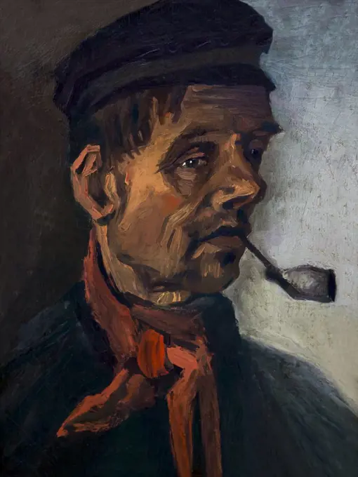 Head of a Man with a Pipe, by Vincent van Gogh, 1885, Kroller-Muller Museum, Hoge Veluwe National Park, Otterlo, Netherlands, Europe