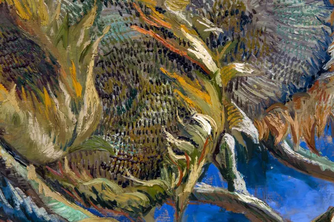 Detail of Four Sunflowers Gone to Seed, by Vincent van Gogh, 1887, Kroller-Muller Museum, Hoge Veluwe National Park, Otterlo, Netherlands, Europe