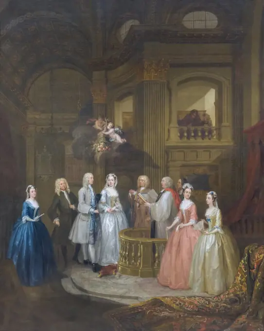 The Wedding of Stephen Beckingham and Mary Cox, William Hogarth, 1729, Metropolitan Museum of Art, Manhattan, New York City, USA, North America