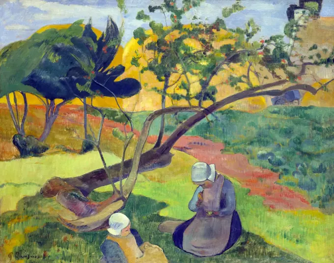 Landscape with Two Breton Women, Paul Gauguin, 1889, Museum of Fine Arts, Boston, Mass, USA, North America