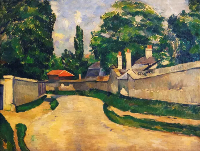  Houses along Road, by Paul Cezanne, circa 1881,Russia, Saint Petersburg, State Hermitage Museum,