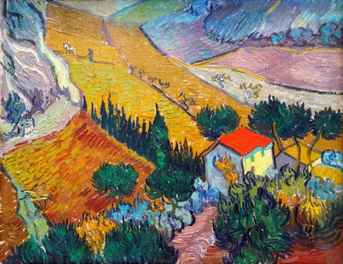 Russia, Saint Petersburg, State Hermitage Museum, Landscape with house and Ploughman, by Vincent van Gogh, 1889