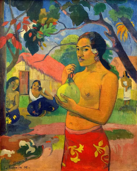 Russia, Saint Petersburg, State Hermitage Museum, Woman holding fruit, Where are you going, Eu Haere ia Oe, by Paul Gauguin, 1893