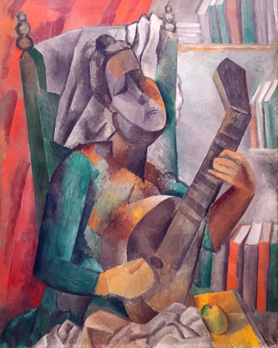 Russia, Saint Petersburg, State Hermitage Museum, Woman with mandolin, by Pablo Picasso, 1909